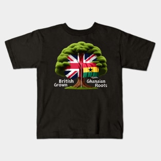 British Grown Ghanaian Roots Flag Kids T-Shirt